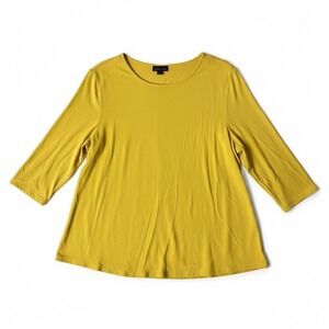 J Jill Wearever Collection Women Mustard Yellow 3/4 Sleeve Tunic Top Medium
